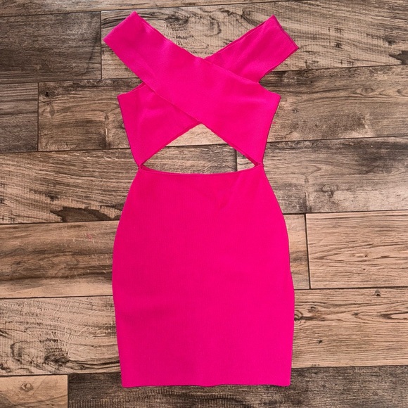 REVOLVE - superdown: Hallie Cut Out Mini Dress in 💞Hot Pink - Picture 4 of 5
